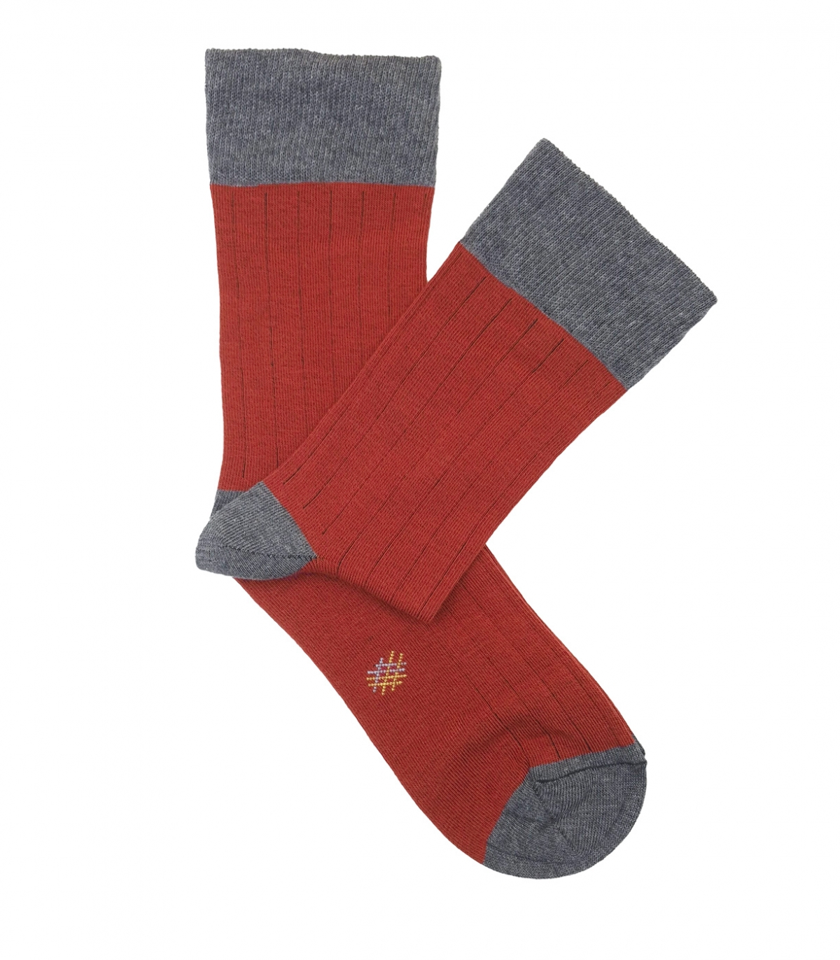 Calcetines Canalé Naranja Y Gris