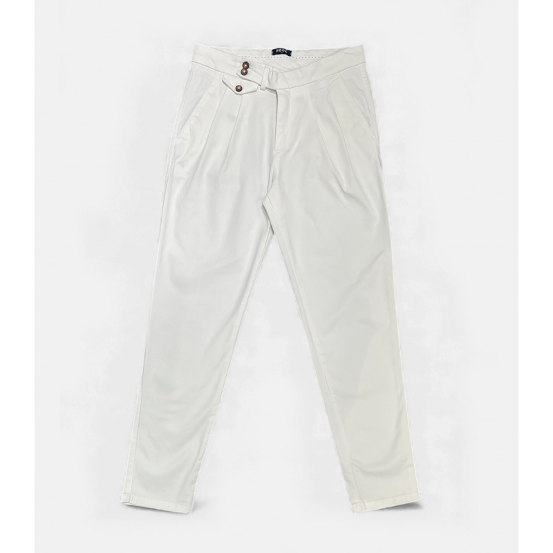 White Origin Pleated Chino Trousers