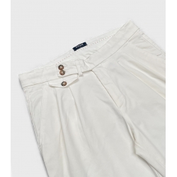 HOOK White Origin Pleated Chino Trousers
