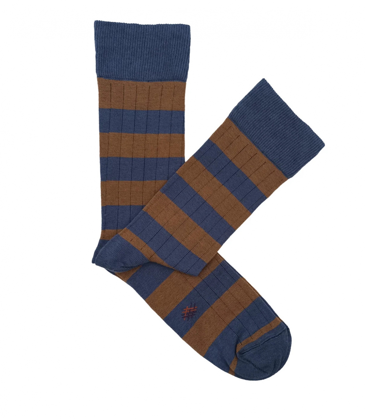 Calcetines Canalé Rayas Azul y Marrón