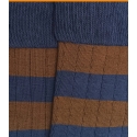 Blue And Brown Striped Ribbed Socks