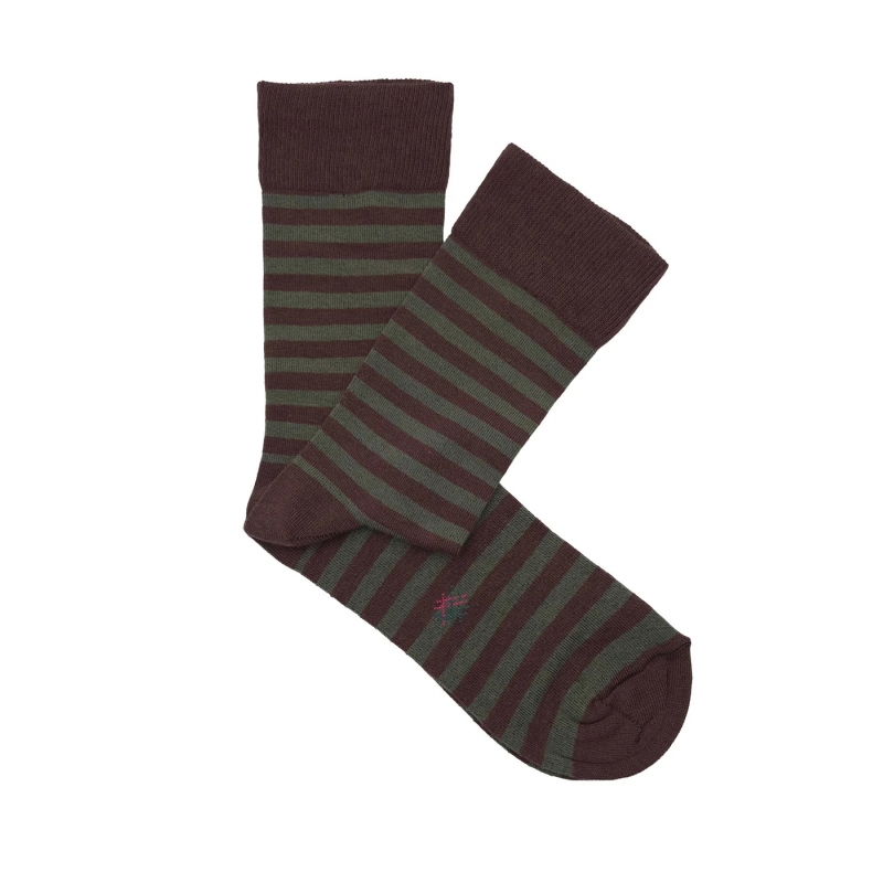 Brown And Green Striped Socks