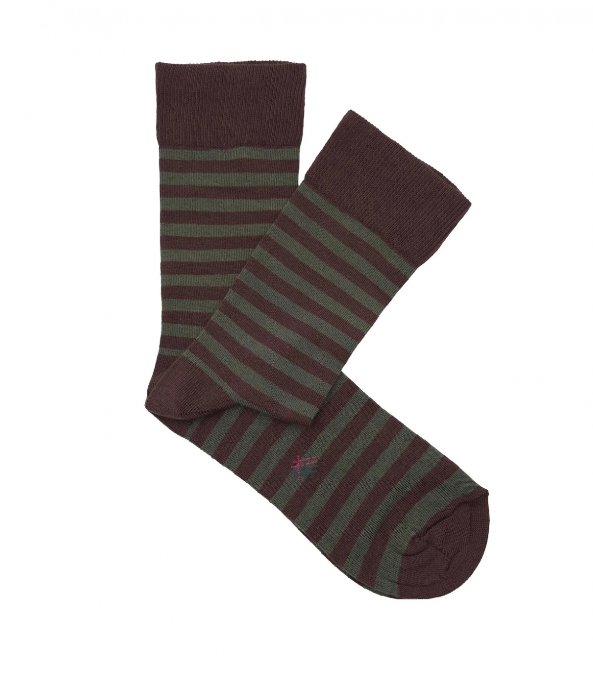 Calcetines Rayas Finas Marrón Y Verde