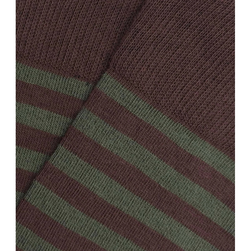 Brown And Green Striped Socks