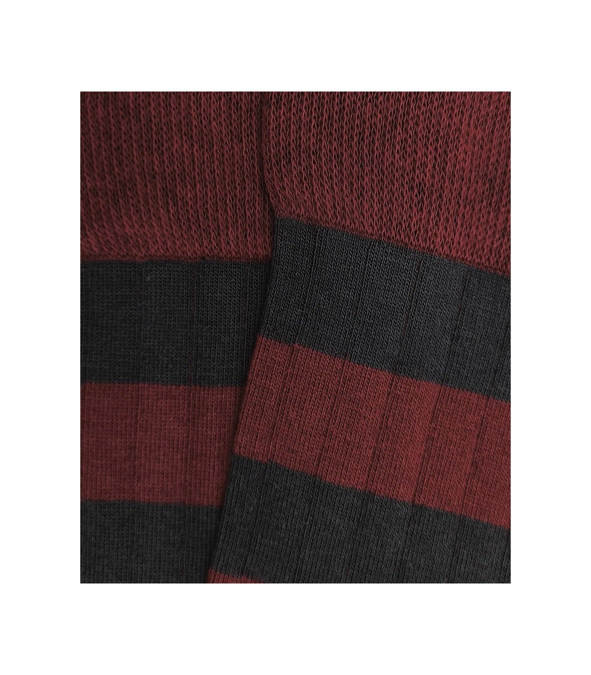 Bordeaux and Anthracite Striped Ribbed Knee High Socks