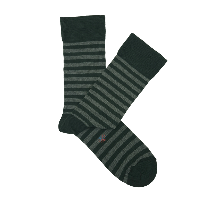 Calcetines Rayas Finas Verde Y Gris