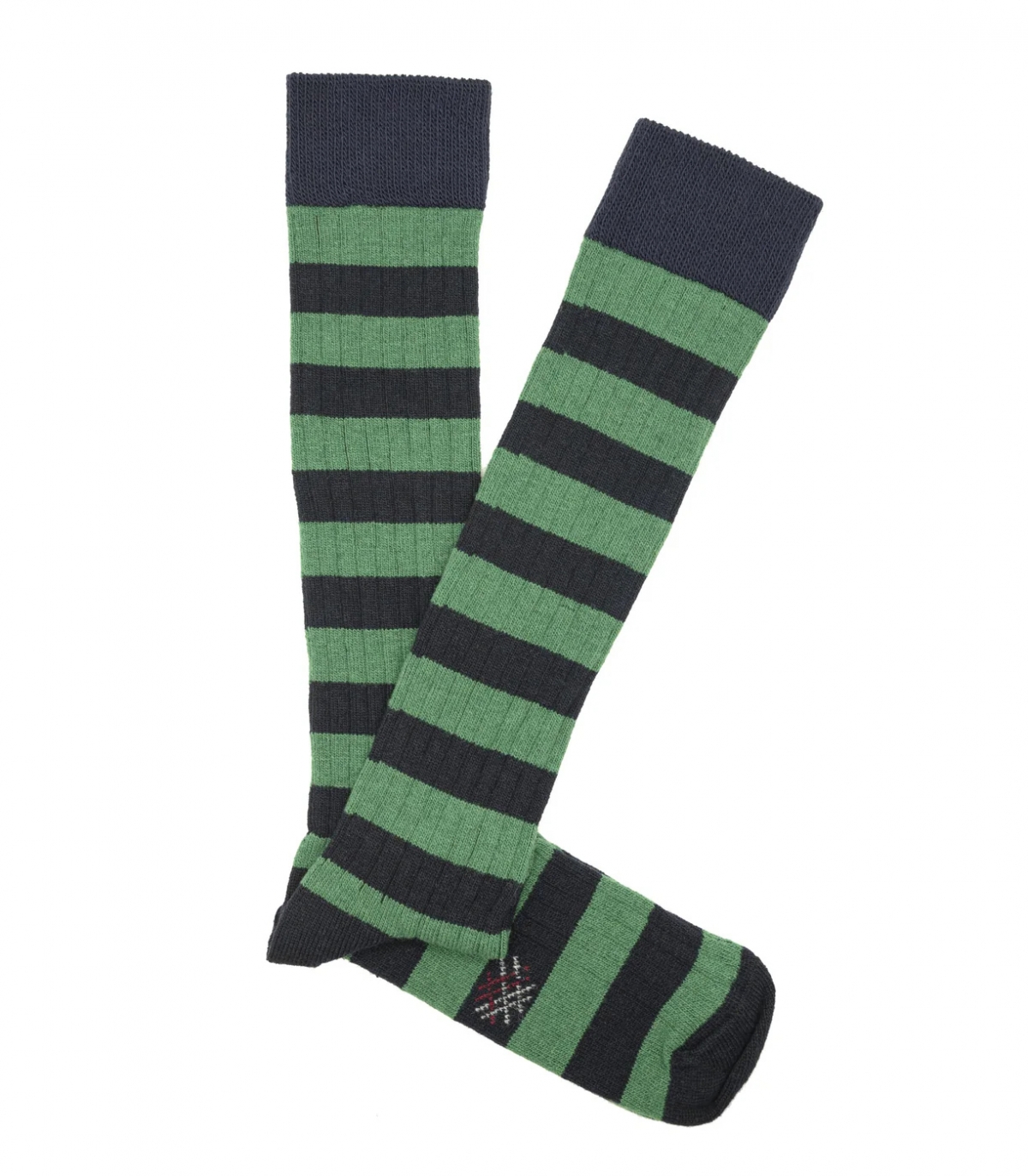 Calcetines Altos Lana Rayas Azul Y Verde