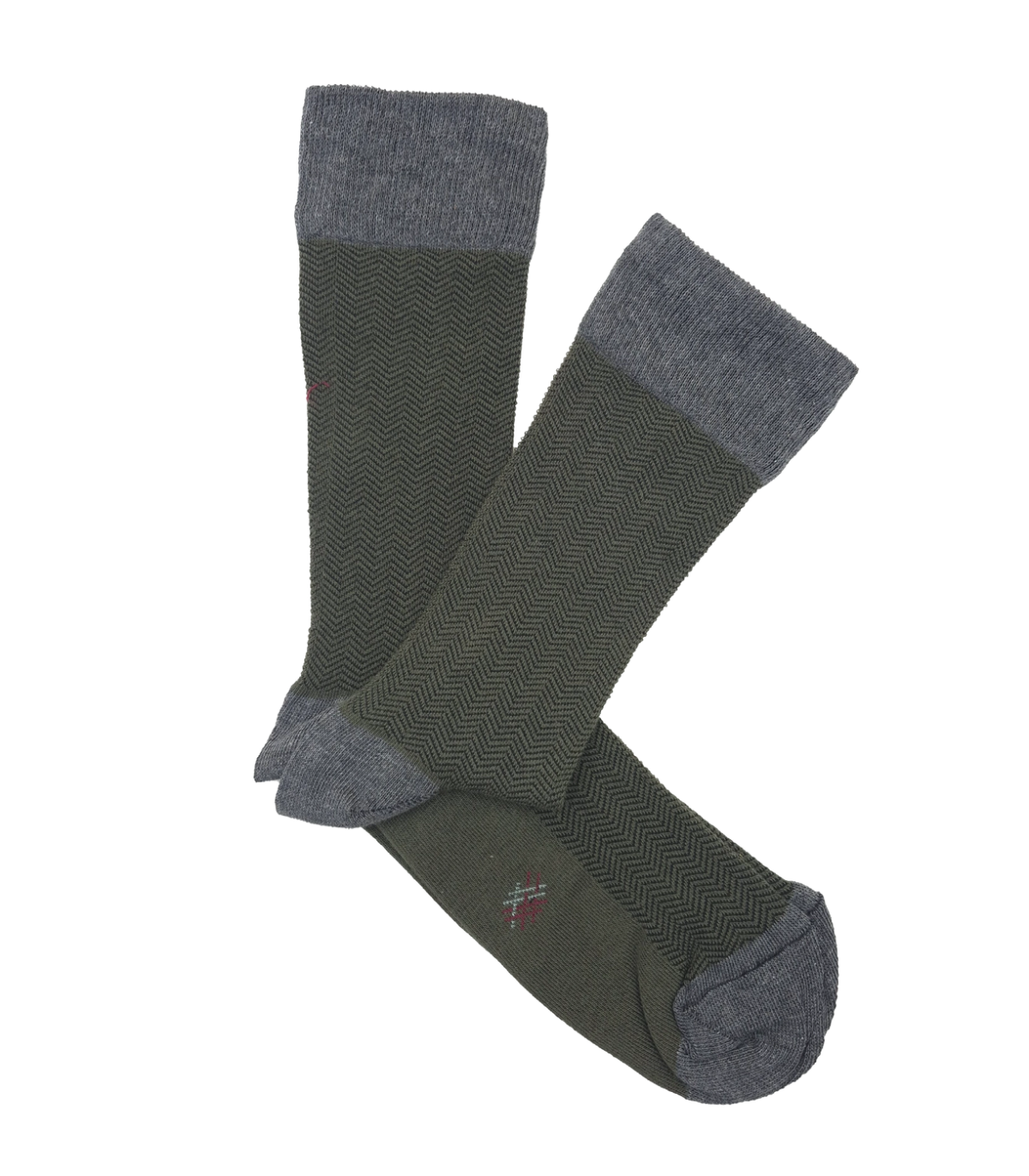 HOOK Green And Grey Herringbone Socks