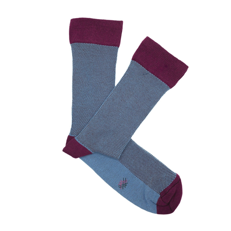 HOOK Denim Blue And Burgundy Partridge Eye Socks