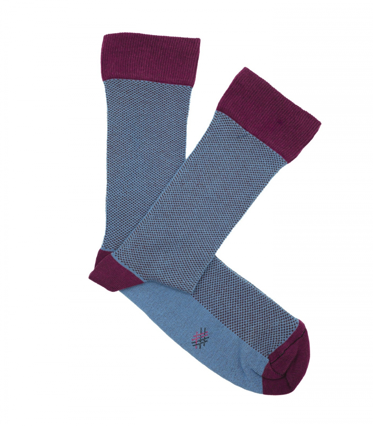 HOOK Denim Blue And Burgundy Partridge Eye Socks